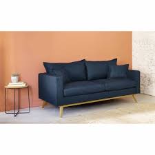 Canapé convertible italian spirit canapé d'angle convertible night edition velours rapido couchage 140 cm bleu paon. Canape Lit 3 Places Bleu Nuit Duke Maisons Du Monde