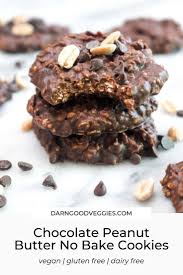 Healthy Chocolate Peanut Butter No Bake Cookies Darn Good Veggies Recipe In 2020 Peanut Butter No Bake Easy No Bake Desserts No Bake Cookies