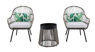 Enjoying your outdoor living space starts with the right patio furniture. Salon De Jardin Avec Table A Plateau Metallique Tyler Acier Osier 3 Pieces Metal Table Top Commercial Patio Furniture Pool Furniture