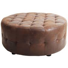 Round Ottoman Brown Faux Leather 420 Liked On Polyvore Featuring Home Furniture Ottomans Tufted Otto Faux Leather Ottoman Leather Ottoman Round Ottoman