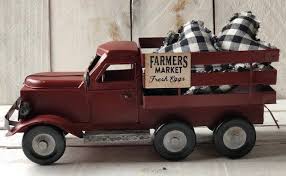 Red Metal Truck Farmhouse Red Truck Farm Truck Decor Etsy Farm Trucks Red Truck Vintage Pickup Trucks