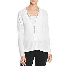 Eileen Fisher Womens Linen Hooded Cardigan Sweater White Xs