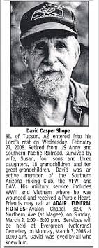 Obituary for David Casper Shope