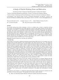 The employment actsets out certain minimum benefits that are afforded to applicable employees. Pdf A Study Of Flexible Working Hours And Motivation Abd Rahman Ahmad Academia Edu