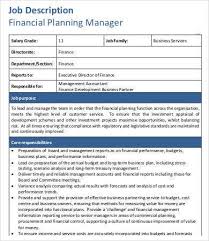 Director of financial planning & analysis amnesty international 4.1 new york, ny 10036 the director of financial planning and analysis is responsible for directing the organization's budgeting, planning, and financial analysis functions. Financial Manager Job Description 8 Free Word Pdf Format Download Free Premium Templates