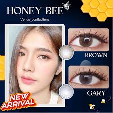 มาใหม่ คอนแทคเลนส์ Honey Bee Brown Gray(Kitty Kawaii)มีสายตาสั้นถึง  1000สีเทาสีน้ำตาลขนาดมินิสวย