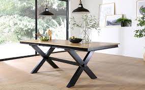 Grange Painted Black And Oak 180 220cm Extending Dining Table Furniture Choice Oak Extending Dining Table Painted Dining Table Extendable Dining Table