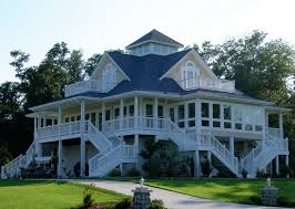 Construction materials include pilings with… Low Country Architecture Beach House Plans From Beach Home Designs