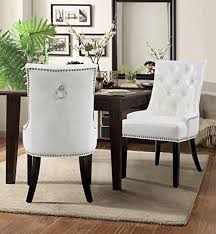 Chic Home James Pu Leather Modern Contemporary Button Tufted Swoop Arm With Silver Nailhead Trim Tap Dining Chairs Side Chairs Dining Upholstered Dining Chairs