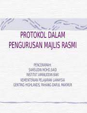 Kursus protokol dalam pegurusan majlis. Protokol Dalam Pengurusan Majlis Rasmi Khas 1207401509087212 9 Ppt Protokol Dalam Pengurusan Majlis Rasmi Penceramah Samsudin Mohd Said Institut Course Hero