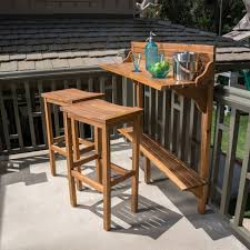 Features such as footrests on chairs or plush cushions go a long way for this purpose. Caribbean 3pc Acacia Wood Patio Bar Set Natural Christopher Knight Home Target