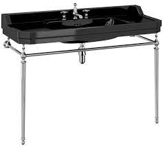 Casa Padrino Luxus Jugendstil Waschtisch Schwarz Silber 121 X 51 X H 90 Cm Porzellan 3 Loch Stand Waschbecken Mit Untergestell Badezimmer Mobel