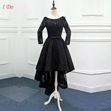 Aliexpress Com Buy Elegant African Black Evening Dresses Short Front Long Back Lace Long Sle Sparkle Dress Short Black Prom Dress Short Evening Dresses Short