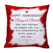 Find a best collection for bhai and bhabhi wedding anniversary wishes in hindi language with images happy anniversary wishes for bhai and bhabhi in hindi. Buy Funky Store For Bhaiya Bhabhi Happy Anniversary Polyester Sequins Magic Cushion With Filler Red 16x16 Inches Online At Low Prices In India Amazon In
