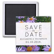 Save The Date Aster Flowers Blossoms Purple Magnet Weddingmagnets Wedding Magnets Wedding Magnets Wedding Magnet Aster Flower Purple Magnets