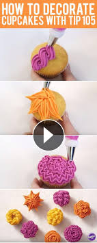Learn 8 Ways To Decorate Cupcakes With Wilton Tip 105 Tortas Pasteles De Cupcakes Magdalenas Decoradas Como Decorar Cupcakes