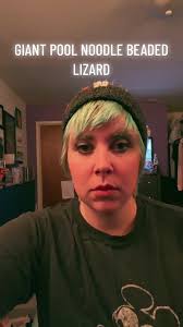 Giant pool noodle beaded lizard, take 2! #dollarstorecrafts #summercrafts  #90snostalgia #millenialsoftiktok #crafttime #beadedlizard  #beadedlizardsoftiktok
