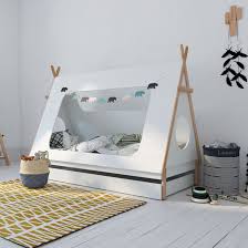 lit enfant tipi wood en pin massif blanc et tiroir decouvrir ici litenfant decoclico iziva chambreenfants lit enfant idees de lit meuble enfant