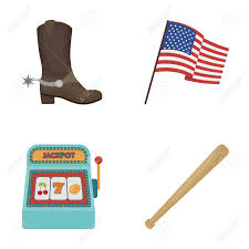 Día de la bandera se recuerda con homenaje en el parque centenario. Botas De Vaquero Bandera Nacional Maquina Tragamonedas Bate De Beisbol Pais De Estados Unidos Establece Iconos De Coleccion En Estilo De Dibujos Animados Vector Simbolo Stock De Ilustracion Ilustraciones Vectoriales Clip Art