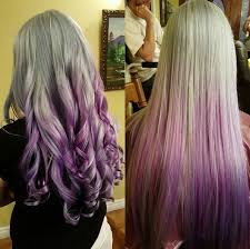 The purple color comes from a temporary dye molecule that stays on the surface of the hair, helping to fight brassiness and maintain those cool, blonde tones, explains pureology artist emily alders. Deep Purple Purple Roots Blonde Hair