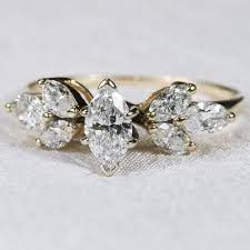 Elegant 1 35ctw Marquise Cluster Diamond Ring 14k Gold Engagement Gold Bar Earrings Studs Beautiful Diamond Engagement Ring Gold Bar Earrings