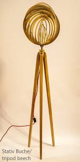 Stehlampe Dreibein Retro 60 70iger Design Holz Tripod Floor Lamp Wood Oak Beech Handcrafted Lamp Wood Floor Lamp Tripod Floor Lamps
