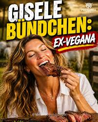 A supermodelo Gisele Bündchen é a mais nova integrante do grupo de ex-veganos. A decisão foi motivada por questões de saúde, incluindo anemia persistente e desconfortos digestivos, como gases e inchaço. Diante