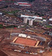 Stadium Of Light Being Built With Roker Park In Background English Football Stadiums Sunderland Stadium Sunderland Football