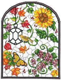Stained glass counted cross stitch patterns free. Autumn Stained Glass Cross Stitch Design