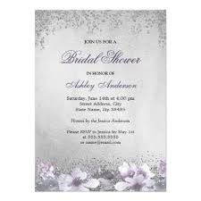 Purple Floral Silver Glitter Bridal Shower Invite Zazzle Com Purple Wedding Invitations Glitter Bridal Shower Floral Baby Shower Invitations