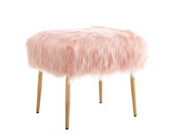 Encompassing a unique modern design, the auburndale collection features this lovely stool in several different colors. Chairus Modern Ottoman Footrest Stool Pink Faux Fur Upholstered Square Accent Stools With Gold Metal Legs For Bedroom Living Room Buy Online In Cayman Islands At Cayman Desertcart Com Productid 206298214