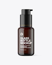 Download Dark Amber Cosmetic Bottle With Pump Mockup In Bottle Mockups On Yellow Images Object Mockups