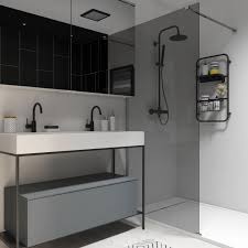 Meuble salle de bain bois metal. Meuble De Salle De Bains Avec Une Structure En Metal Noir Leroy Merlin