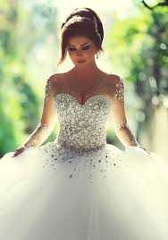 Find the perfect ball gown wedding dress photos and be inspired for your wedding. Cinderella S Dream Come True 23 Seriously Stunning Wedding Dresses With Crystal Beading Praise Wedding Ball Gowns Wedding Wedding Dress Long Sleeve Wedding Dresses Lace