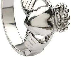 Image of White Gold Claddagh Ring for men