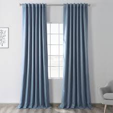 Exclusive Fabrics Furnishings Semi Opaque Poseidon Blue Blackout Curtain 50 In W X 84 In L Panel Boch 184220 84 The Home Depot Blue Blackout Curtains Half Price Drapes Curtains