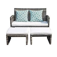 Oc Orange Casual Patio Wicker Furniture Set Outdoor Conversation Set Rattan Loveseat With Ott In 2020 Rattan Loveseat Wicker Patio Furniture Wicker Furniture
