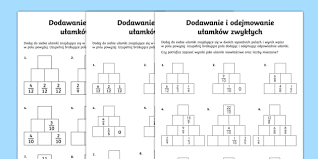 Dodawanie ułamków, dodawanie liczb mieszanych. Karty Dodawanie I Odejmowanie Ulamkow Zwyklych