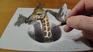 Trick Art Drawing A Giraffe In A Hole 3d Illusion 3d Art Drawing Illusion Drawings Optical Illusions Art