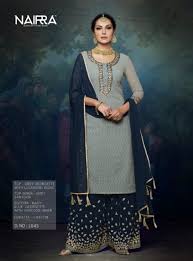 Party Wear Grey And Navy Blue Dupatta Sharara Suit Latest Kurti Designs Indian designer beautiful red straight ethnic style kurti with | etsy. party wear grey and navy blue dupatta sharara suit