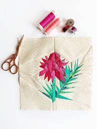 Red Torch Ginger Quilt Block Pattern Flower Pattern Pdf Instant Download Nursery Decor Modern Quilt Pattern Flower Quilt Modern Quilt Patterns Flower Quilt Patterns Flower Quilt