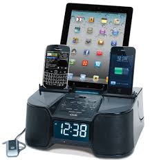 Does anyone know of a docking station/alarm clock you can use for the iphone? Charge Up To Six Devices With Your Alarm Clock The Gadgeteer