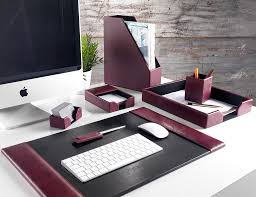 Bilikay desk organizer desktop office supplies ipad multifunction computer keyboard bracket monclique desk organizer desktop iron books office table bookshelf simple magazine storage rack cable organizer five holes silica desktop data cable fixed cartoon artifact organizer set. Burgundy Top Grain Leather 7 Piece Desk Set Luxury Office Zale Yardley