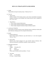 Terapi aktivitas kelompok (tak) : Rencana Terapi Aktivitas Kelompok