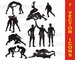 Wrestling Vector Silhouettes Clipart Eps Ai Cdr Png Jpg Sport Icon Combat Sport Wrestlers Icon Greco Roman Frees Clip Art Silhouette Design Wrestling