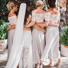 2 Pieces Lace Top Short Sleeve Beach Wedding Bridesmaid Dresses Affordable Br Two Piece Bridesmaid Dresses Beach Wedding Bridesmaid Dresses Bridesmaid Dresses
