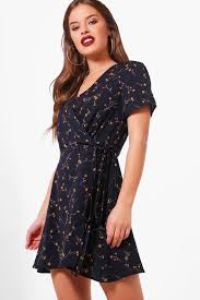 Petite Ditsy Floral Wrap Dress Boohoo Australia Wrap Dress Floral Womens Dress Store Latest Casual Dress