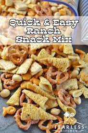 Quick Easy Ranch Snack Mix From My Fearless Kitchen This Recipe For Quick Easy Ranch Snack Mix Has Pret Snack Mix Recipes Ranch Snack Mix Chex Mix Recipes