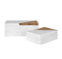 A & B Home White/Brown Decorative Marble Storage Boxes 83671