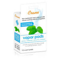 Crane Almohadillas universales de vapor mentol-eucalipto, paquete de 12,  para uso de gotitas, inhalador con cable, humidificador de niebla cálida